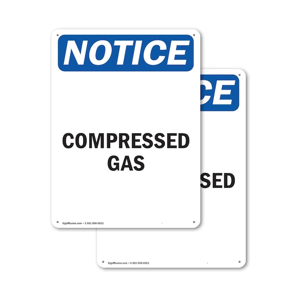 Signmission Compressed Gas OSHA Notice Sign, Plastic, 10in W x 14in L, 2PK OS-2PACK-NS-P-1014-V-10753 - main